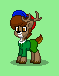 Size: 59x76 | Tagged: safe, artist:dematrix, derpibooru import, oc, oc:george zeedan, deer, deer pony, original species, pony, pony town, clothes, green background, hat, image, male, pixel art, png, simple background