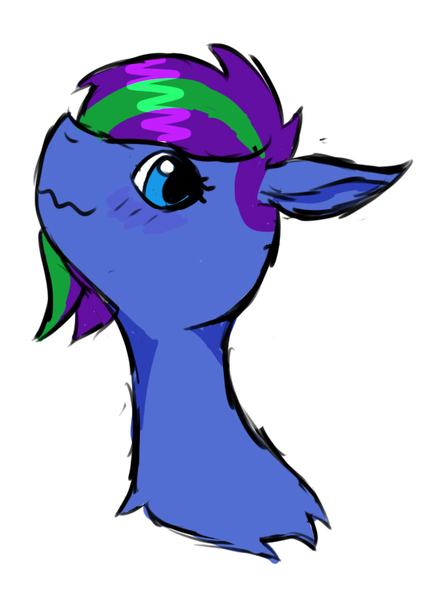 Size: 583x824 | Tagged: safe, artist:lefi32, derpibooru import, oc, oc:blue pure, pony, blue eyes, blushing, bust, colored sketch, derpibooru exclusive, image, jpeg, simple background, sketch, solo, white background