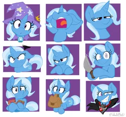 Size: 1364x1264 | Tagged: safe, artist:malachimoet, derpibooru import, trixie, pony, unicorn, alicorn amulet, crackers, female, food, image, knife, mare, peanut butter, peanut butter crackers, png, solo, to saddlebags and back again