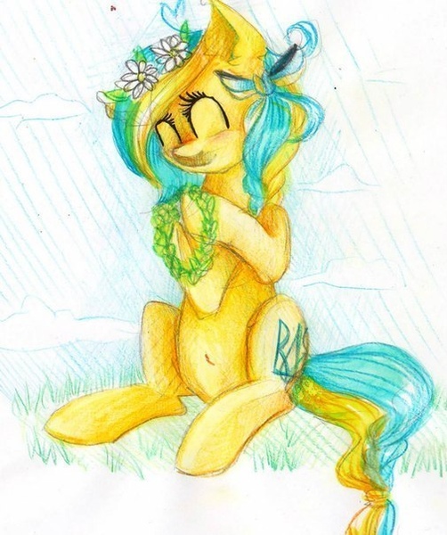 Size: 505x604 | Tagged: artist needed, safe, derpibooru import, oc, oc:ukraine, ponified, pony, belly button, braid, image, jpeg, nation ponies, solo, traditional art, ukraine