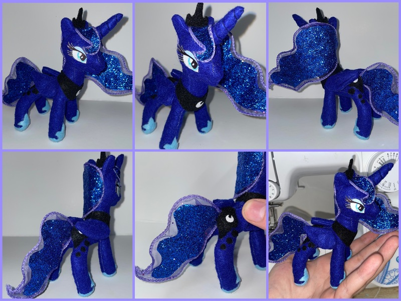 Size: 3222x2417 | Tagged: safe, artist:lucaspratt, derpibooru import, princess luna, alicorn, pony, hand, high res, image, irl, jpeg, photo, plushie, size comparison, solo, traditional art