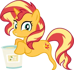 Size: 9313x8755 | Tagged: safe, artist:wissle, derpibooru import, sunset shimmer, ghost, ghost pony, pony, undead, unicorn, absurd resolution, bucket, cute, female, floating, food, happy, ice cream, image, looking at you, mare, messy eating, png, shimmerbetes, simple background, smiling, smiling at you, solo, transparent background, vanilla, vector