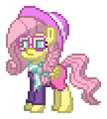 Size: 216x240 | Tagged: safe, derpibooru import, fluttershy, pegasus, pony, pony town, alternate hairstyle, animated, blinking, g4, gif, hipstershy, image, pixel art, simple background, solo, transparent background