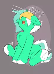 Size: 1500x2048 | Tagged: safe, artist:beardie, derpibooru import, oc, oc:colarus, unofficial characters only, pony, unicorn, behaving like a cat, cheese, cheese slap, chest fluff, claws, commission, food, image, jpeg, not lyra, sitting, slap, ych result, your character here