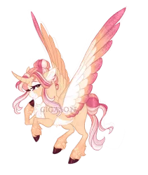 Size: 3800x4500 | Tagged: safe, artist:gigason, derpibooru import, oc, oc:vixen, unofficial characters only, alicorn, pony, absurd resolution, alicorn oc, colored wings, female, grin, horn, image, looking at you, magical lesbian spawn, mare, multicolored wings, obtrusive watermark, offspring, one eye closed, parent:princess cadance, parent:spitfire, png, signature, simple background, smiling, smiling at you, solo, spread wings, transparent background, watermark, wings
