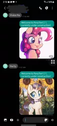 Size: 720x1600 | Tagged: safe, artist:lunarmarshmallow, artist:mirroredsea, artist:super trampoline, derpibooru import, pinkie pie, rarity, arist:mirroredsea, automate (app), image, jpeg, ponytext, texting