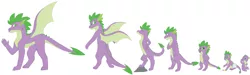 Size: 5000x1500 | Tagged: safe, artist:fluffy-fillies, derpibooru import, spike, dragon, age progression, baby, baby dragon, baby spike, cute, image, male, png, right to left, simple background, spikabetes, white background, winged spike, wings, younger