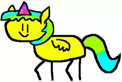 Size: 1727x1163 | Tagged: safe, artist:nature guard, derpibooru import, oc, oc:nature guard, pegasus, pony, birthday, hat, image, jpeg, party hat, simple background, smiling