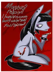 Size: 2000x2700 | Tagged: safe, artist:newsketches, derpibooru import, oc, oc:beth, ponified, earth pony, pony, cigarette, goth, image, meme, piercing, png, redesign, smoking, solo