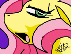 Size: 800x600 | Tagged: safe, artist:mr. zero, derpibooru import, fluttershy, pegasus, pony, close-up, floppy ears, image, jpeg, lidded eyes, open mouth, solo