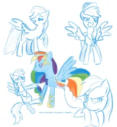 Size: 649x702 | Tagged: safe, artist:rlynn-art, derpibooru import, rainbow dash, pegasus, pony, bust, clothes, dress, female, grin, grumpy, image, jpeg, looking back, mare, raised hoof, simple background, sketch, sketch dump, smiling, spread wings, white background, wings