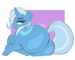 Size: 1990x1594 | Tagged: suggestive, artist:arizonathevixen, derpibooru import, trixie, pony, unicorn, butt, fat, female, image, jpeg, lidded eyes, mare, plot, smiling, solo, solo female, the ass was fat, the great and bountiful trixie, the great and powerful ass
