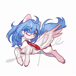 Size: 2000x2000 | Tagged: safe, artist:kura, derpibooru import, oc, unofficial characters only, pegasus, pony, chest fluff, commission, female, glasses, image, jpeg, mare, necktie, obtrusive watermark, sample, simple background, solo, watermark, white background, wings