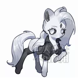 Size: 2000x2000 | Tagged: safe, artist:kura, derpibooru import, oc, unofficial characters only, earth pony, pony, chest fluff, chinese text, clothes, female, image, jpeg, mare, moon runes, simple background, solo, watermark, white background