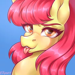 Size: 2000x2000 | Tagged: safe, artist:ellynet, derpibooru import, apple bloom, bust, image, png, portrait, tongue out