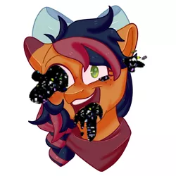 Size: 2500x2500 | Tagged: safe, artist:funkyfurs, derpibooru import, oc, oc:solar comet, pegasus, pony, bandana, bow, ear, error, glitch, image, learning with pibby, open mouth, png, solo