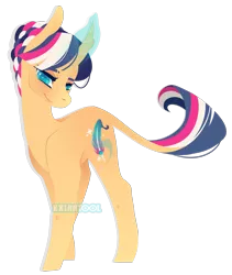 Size: 1789x2120 | Tagged: safe, artist:rxiantool, artist:ryrxian, derpibooru import, oc, oc:iris, unofficial characters only, classical unicorn, pony, unicorn, cloven hooves, curved horn, eyelashes, female, glow, glowing horn, heart eyes, horn, image, leonine tail, lineless, magic, mare, offspring, parent:flash sentry, parent:twilight sparkle, parents:flashlight, png, simple background, smiling, solo, transparent background, unicorn oc, unshorn fetlocks, watermark, wingding eyes