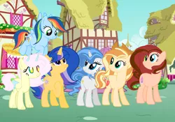 Size: 1280x895 | Tagged: safe, artist:flairburstyt, derpibooru import, oc, oc:chaoslia, oc:glair, oc:lilac gemstone, oc:sugarcake pie, oc:sweet applelicious, oc:tornado clash, unofficial characters only, dracony, earth pony, hybrid, pegasus, pony, unicorn, base used, female, heterochromia, image, interspecies offspring, jpeg, layering error, mare, offspring, parent:applejack, parent:caramel, parent:cheese sandwich, parent:discord, parent:flash sentry, parent:fluttershy, parent:pinkie pie, parent:rainbow dash, parent:rarity, parent:soarin', parent:spike, parent:twilight sparkle, parents:carajack, parents:cheesepie, parents:discoshy, parents:flashlight, parents:soarindash, parents:sparity