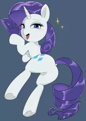 Size: 2507x3541 | Tagged: suggestive, artist:gakushuogawa, derpibooru import, rarity, pony, unicorn, blue background, butt, eyeshadow, featureless crotch, female, horn, image, jpeg, lidded eyes, looking at you, looking back, looking back at you, makeup, mare, open mouth, plot, simple background
