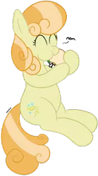 Size: 778x1400 | Tagged: safe, artist:mark_ml, ponybooru import, junebug, earth pony, pony, belly button, eating, female, image, mare, nom, png, simple background, solo, transparent background