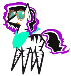 Size: 3312x3573 | Tagged: safe, artist:justapone, derpibooru import, oc, unofficial characters only, zebra, bandana, big eyes, coat markings, colored, facial markings, female, glasses, image, mare, png, pointy ponies, saturated, simple background, solo, transparent background, zebra oc