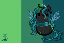 Size: 3000x2000 | Tagged: safe, artist:stainedglasslighthea, derpibooru import, queen chrysalis, changeling, changeling queen, :i, beady eyes, bean pony, cute, cutealis, female, image, png, potato pony, solo, wallpaper