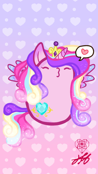 Size: 1080x1920 | Tagged: safe, artist:stainedglasslighthea, derpibooru import, princess cadance, alicorn, pony, abstract background, bean pony, cute, cutedance, female, image, kissy face, phone wallpaper, png, potato pony, solo, wallpaper