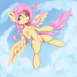 Size: 2000x2000 | Tagged: safe, artist:mochalula, derpibooru import, fluttershy, pegasus, pony, :p, cloud, cute, female, flying, image, png, shyabetes, smiling, solo, tongue out, wings