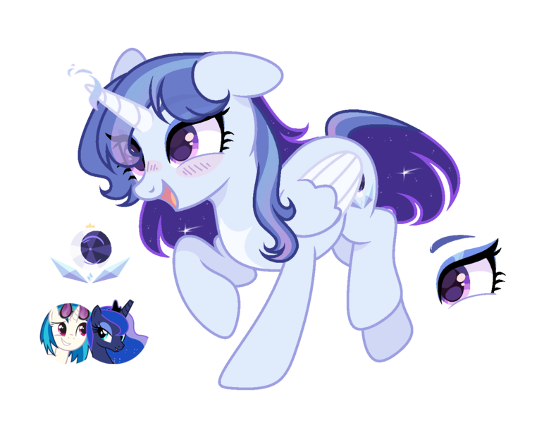 Size: 1502x1167 | Tagged: safe, artist:moonnightshadow-mlp, derpibooru import, princess luna, vinyl scratch, oc, alicorn, pony, female, image, magical lesbian spawn, mare, offspring, parent:princess luna, parent:vinyl scratch, png, simple background, transparent background