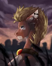 Size: 1600x2000 | Tagged: safe, artist:bulkaaoga, derpibooru import, oc, unofficial characters only, earth pony, pony, bust, commission, ear piercing, earth pony oc, image, jpeg, outdoors, piercing, solo, ych result