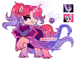 Size: 1280x994 | Tagged: safe, artist:mirrastat, derpibooru import, pinkie pie, twilight sparkle, twilight sparkle (alicorn), oc, alicorn, parasprite, pony, unicorn, base used, clothes, ethereal mane, female, horn, image, magical lesbian spawn, makeup, male, mare, offspring, parent:pinkie pie, parent:twilight sparkle, parents:twinkie, png, simple background, smiling, stallion, starry mane, transparent background, unicorn oc, unshorn fetlocks