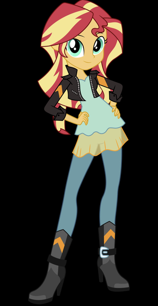 Size: 828x1597 | Tagged: safe, sunset shimmer, equestria girls, boots, clothes, high heel boots, image, jacket, jeans, jpeg, pants, shirt, shoes, simple background, solo, transparent background