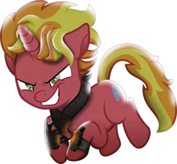 Size: 5282x4901 | Tagged: safe, artist:lincolnbrewsterfan, derpibooru import, oc, oc:fire brander, ponified, unofficial characters only, pony, unicorn, fallout equestria, my little pony: the movie, the cutie re-mark, .svg available, adorabolical, bandana, contemplating insanity, context is for the weak, crouching, cute, cute little fangs, evil grin, fallout equestria oc, fangs, green eyes, grin, gun, handgun, happy, horn, image, inkscape, insanity, jumping, male, movie accurate, moviefied, narrowed eyes, neckerchief, pipbuck, pipbuck 3000, png, pounce, scar, show moviefied, shrunken pupils, slasher smile, slit pupils, small eyes, smiling, solo, stalker, stallion, stallion oc, striped mane, striped tail, tail, two toned mane, two toned tail, unicorn oc, vector, weapon