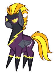 Size: 3069x4096 | Tagged: safe, artist:justapone, derpibooru import, oc, oc:blaze (shadowbolt), unofficial characters only, pegasus, pony, big eyes, clothes, colored, costume, image, male, pegasus oc, png, pointy ponies, shadowbolts, shadowbolts costume, simple background, solo, stallion, transparent background, wings