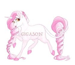 Size: 3200x2800 | Tagged: safe, artist:gigason, derpibooru import, oc, oc:candytuft swirl, pony, unicorn, female, image, magical lesbian spawn, mare, obtrusive watermark, offspring, parent:lyra heartstrings, parent:twinkleshine, png, simple background, solo, transparent background, watermark