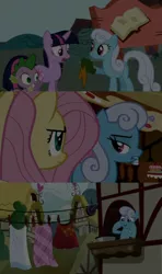 Size: 1280x2160 | Tagged: safe, edit, edited screencap, editor:jerryakiraclassics19, screencap, fluttershy, linky, shoeshine, spike, twilight sparkle, dragon, pony, unicorn, putting your hoof down, secrets and pies, the ticket master, '90s, carrot, female, food, image, male, mare, pie, png, unicorn twilight