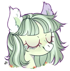 Size: 1920x1948 | Tagged: safe, artist:strangle12, derpibooru import, oc, unofficial characters only, earth pony, pony, base used, bust, ear fluff, earth pony oc, eyes closed, image, png, simple background, smiling, solo, white background