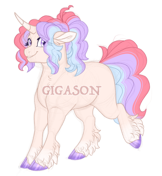 Size: 2575x2800 | Tagged: safe, artist:gigason, derpibooru import, oc, oc:supernova, pony, unicorn, cloven hooves, female, image, magical lesbian spawn, mare, obtrusive watermark, offspring, parent:lemon hearts, parent:moondancer, png, simple background, solo, transparent background, watermark