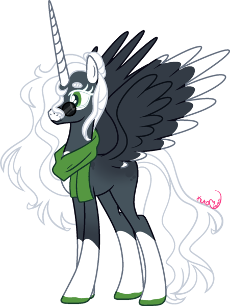 Size: 1289x1715 | Tagged: safe, artist:kurosawakuro, derpibooru import, ponified, alicorn, pony, clothes, image, ozpin, png, rwby, scarf, simple background, solo, sunglasses, transparent background