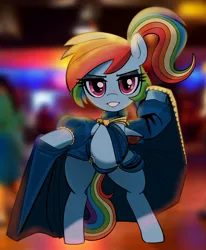 Size: 1950x2369 | Tagged: safe, alternate version, artist:_ton618_, derpibooru import, rainbow dash, pegasus, pony, alternate hairstyle, belly, bipedal, clothes, exposed belly, female, gameloft interpretation, image, jpeg, lidded eyes, mare, ponytail, solo, talking to viewer