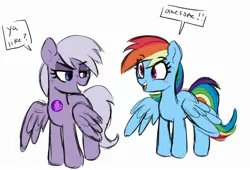 Size: 2536x1721 | Tagged: safe, artist:_ton618_, derpibooru import, rainbow dash, ponified, pegasus, pony, amethyst (steven universe), dialogue, female, image, jpeg, mare, simple background, spread wings, steven universe, talking, white background, wings