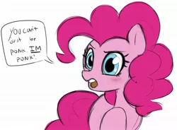 Size: 2048x1508 | Tagged: safe, artist:_ton618_, derpibooru import, pinkie pie, earth pony, pony, female, image, jpeg, mare, open mouth, ponk, simple background, solo, speech bubble, talking, white background