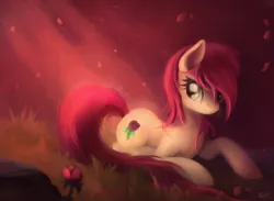 Size: 1500x1100 | Tagged: safe, artist:ajvl, derpibooru import, roseluck, earth pony, pony, beautiful, color porn, female, flower, image, jpeg, lying down, mare, rose, solo