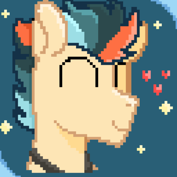 Size: 1280x1280 | Tagged: safe, derpibooru import, oc, oc:turbo swifter, unofficial characters only, pony, background, eyes closed, goggles, happy, heart, image, male, pixel art, png, smiling, stallion, stars