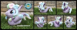 Size: 4425x1754 | Tagged: safe, artist:peruserofpieces, derpibooru import, oc, oc:taffy, unofficial characters only, seapony (g4), convention, female, happy, high res, image, irl, mascot, photo, plushie, png, seapony oc, seaquestria fest, smiling, solo
