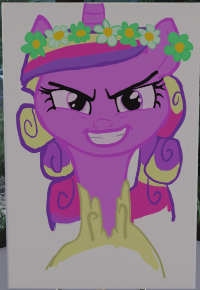 Size: 402x581 | Tagged: safe, artist:allko, derpibooru import, princess cadance, queen chrysalis, alicorn, pony, a canterlot wedding, canterlot wedding 10th anniversary, disguise, disguised changeling, floral head wreath, flower, grin, image, marriage, png, smiling, wedding