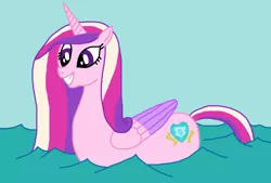 Size: 2838x1914 | Tagged: safe, artist:sb1991, derpibooru import, princess cadance, alicorn, canterlot wedding 10th anniversary, derpibooru exclusive, image, jpeg, missing accessory, smiling, solo, swandance, swimming, water