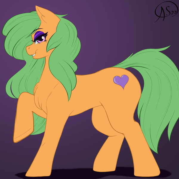 Size: 4000x4000 | Tagged: safe, artist:aerospine, derpibooru import, oc, oc:kiwi nectar, earth pony, pony, digital art, female, flank, grin, image, looking at you, mare, png, smiling, solo, solo female