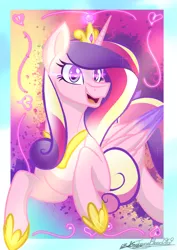 Size: 1413x1994 | Tagged: safe, artist:janeblood969, derpibooru import, princess cadance, alicorn, bust, canterlot wedding 10th anniversary, crown, image, jewelry, looking at you, png, portrait, regalia, shiny, smiling, smiling at you, solo, vertical