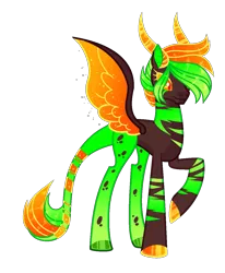 Size: 1039x1261 | Tagged: safe, artist:lilywolfpie-yt, derpibooru import, oc, hybrid, pegasus, hair, image, png, solo, spread wings, wings